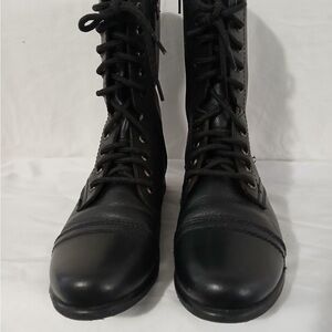 Steve Madden Black Lace-Up Ankle Booties